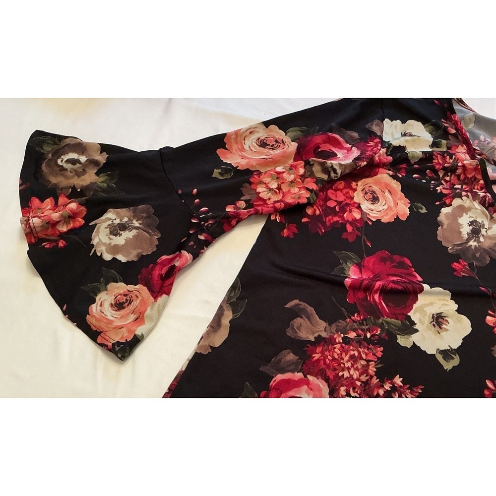Misia Blouse Size 1X Multicolor Floral Boho Sleeve Stretch Women 1X Top Shirt - Picture 6 of 6